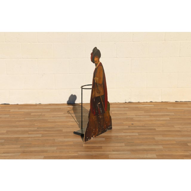 Antique 1920s Hand-Painted Wooden Cavalier Figural Umbrella Stand For Sale - Image 10 of 18