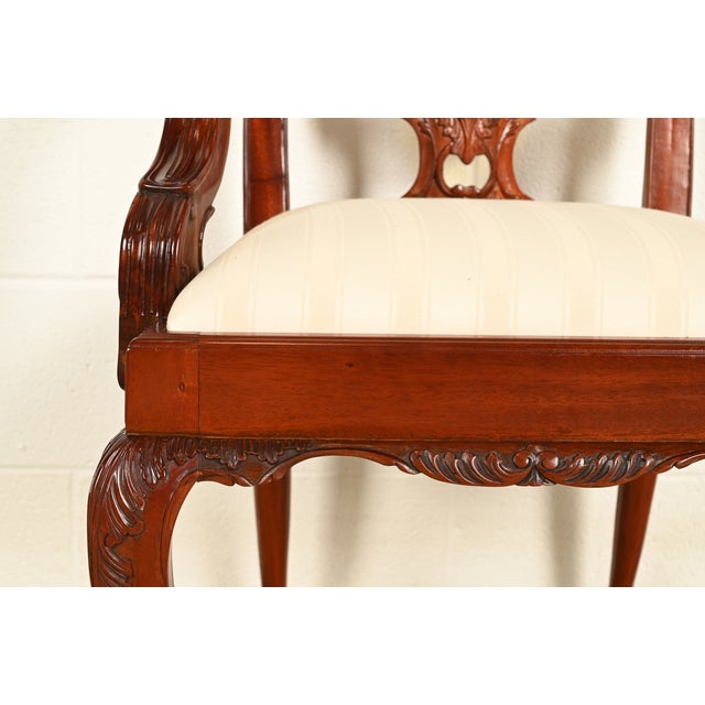 Baker Furniture Style Chippendale Carved Mahogany Dining Chairs, Set of Six For Sale - Image 10 of 16