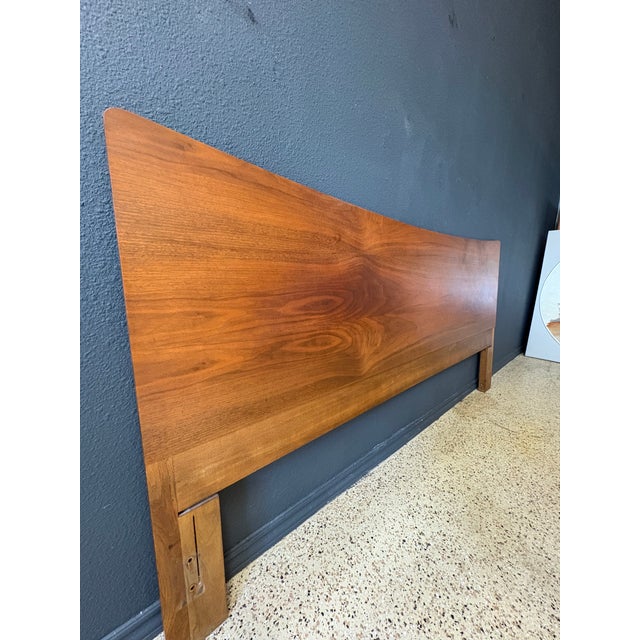 Wood Vintage King Size Mid-Century Walnut Headboard For Sale - Image 7 of 10