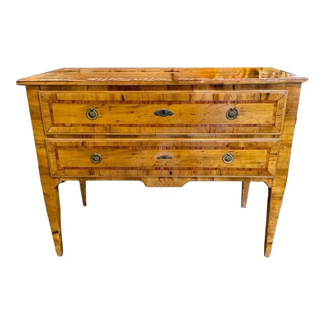 19th Century Walnut Neoclassical Inlaid 2 Drawer Table For Sale