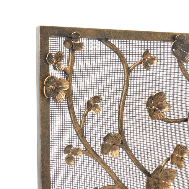 Aged Gold Primrose Garden Fireplace Screen For Sale - Image 10 of 12