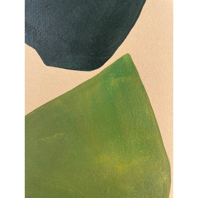 Abstract minimalist acrylic painting on French hand crafted cotton paper. Framed in a gold frame.. All works on paper are...