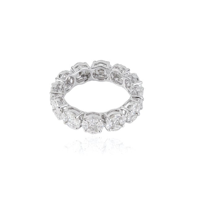 2.86ct Marquise Diamonds Full Eternity Wedding Band Ring in 18k White Gold Size 5 For Sale - Image 10 of 18
