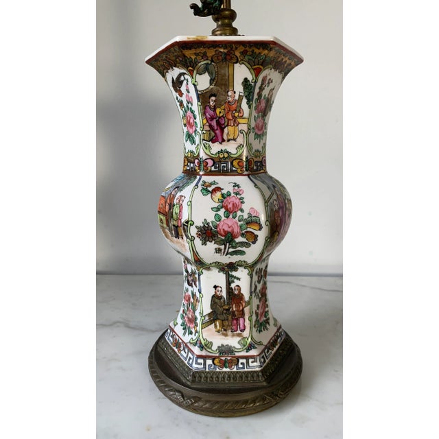 Chinese 18th/19th Qing Chinese Porcelain Famille Rose Gu Vase Converted Lamp For Sale - Image 3 of 13