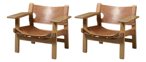 Spanish Chairs in Cognac Leather by Børge Mogensen, 1960s, Set of 2
