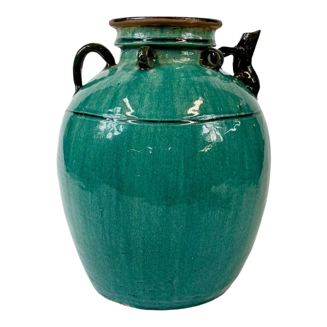 Late 19th Century Chinese Turquoise Wine Jug For Sale