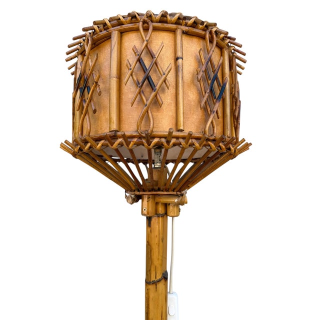 Vintage French Table Lamp in Rotin, 1960s For Sale - Image 6 of 13