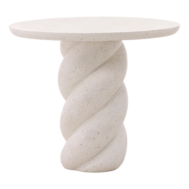 Ivory Terrazzo Twist Outdoor Bistro Table For Sale