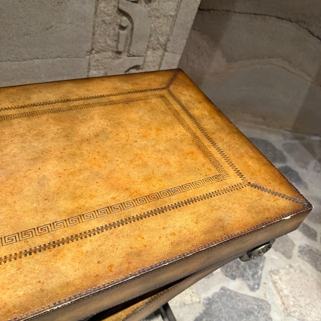 Neoclassical Leather Wrapped Console Table by Kreiss For Sale - Image 15 of 16