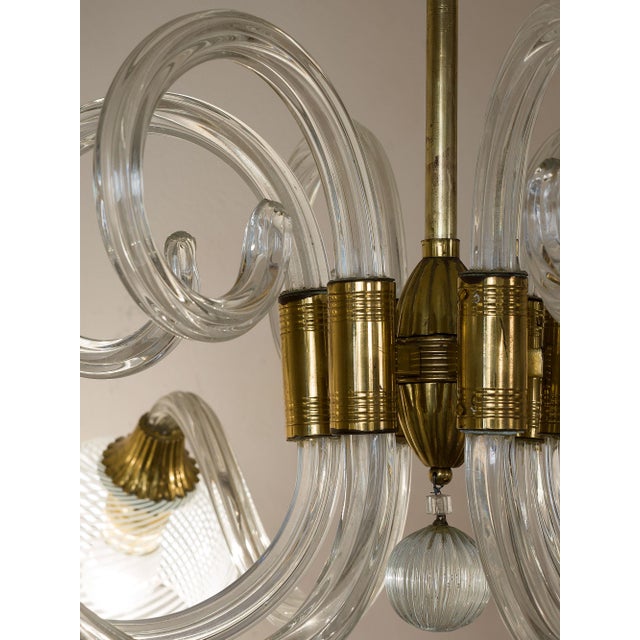 Large Six-Light Chandelier in Blown Murano Glass by Ercole Barovier, 1930s For Sale - Image 13 of 14