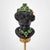 Early 20th Century Antique Edwardian Hand-Carved Blackamoor Lady Stick Gold Pin With Emerald Crown For Sale - Image 5 of 5