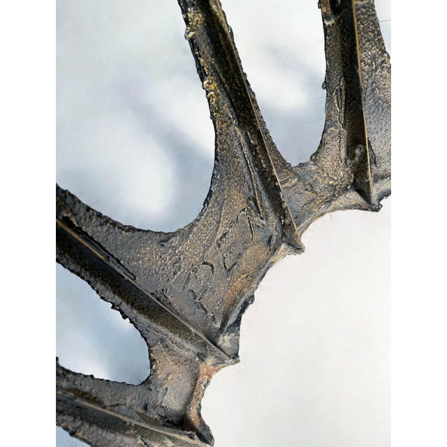 Paul Evans Paul Evans Mid-century Sculpted Bronze Stalagmite Round Coffee Table w/Glass For Sale - Image 4 of 4