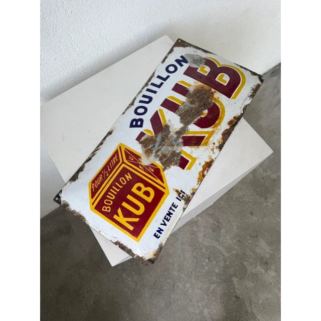 Curved Enamel Plaque from Kubor, 1930s For Sale - Image 6 of 18