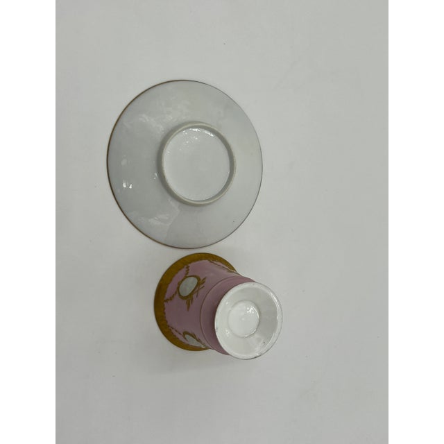 Pink Antique Old Paris Empire Style Classical Teacup & Saucer with Bisque Faces & Ram Head For Sale - Image 8 of 11