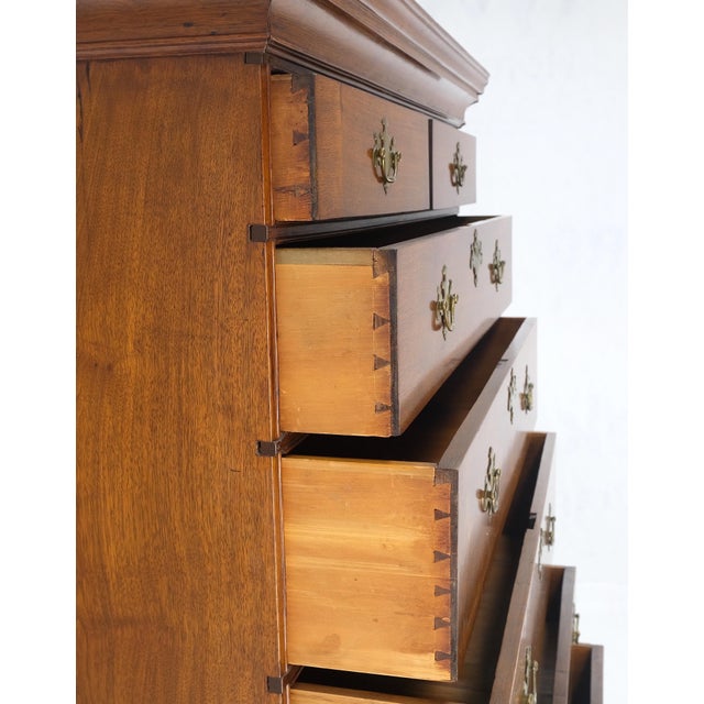 Antique American Solid Walnut Queen Ann 2 Part Highboy Dovetails Finials For Sale - Image 10 of 12