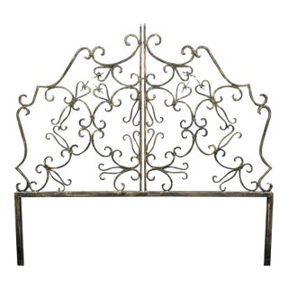 1960s Hand Forged Garden Gate Iron King Headboard Spain For Sale