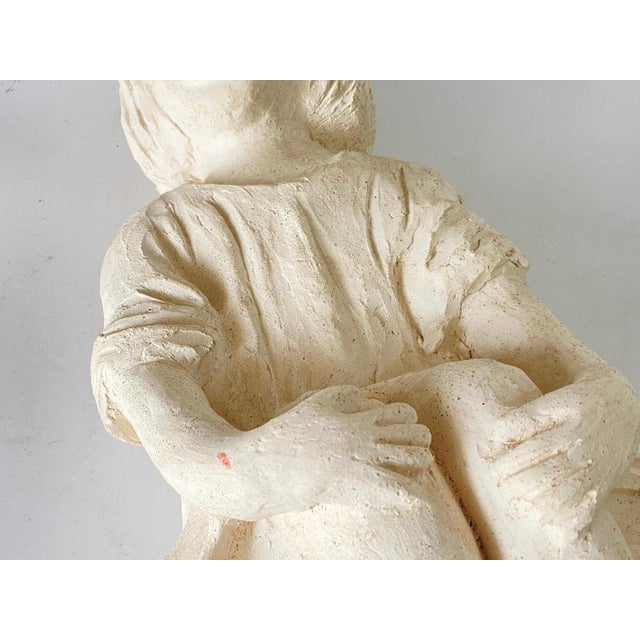 Art Deco Plaster Sitting Woman Sculpture, France, 1930 For Sale - Image 10 of 14
