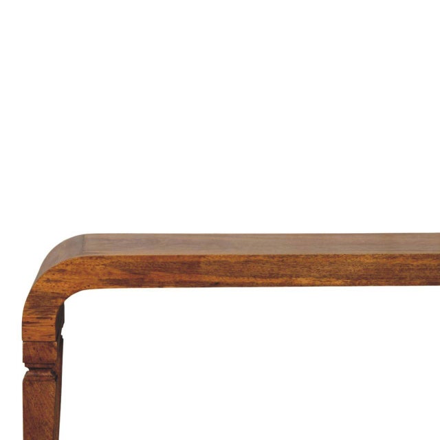Not Yet Made - Made To Order Amber Oak-Finish Mango Wood Curved Coffee Table For Sale - Image 5 of 8
