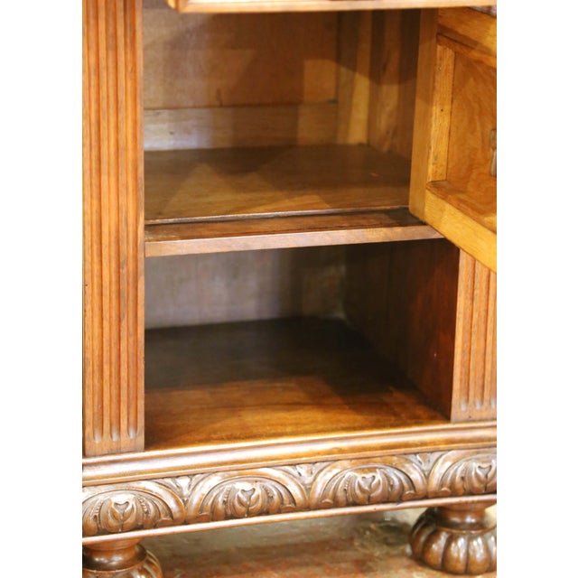 Pair of 19th Century Italian Renaissance Revival Walnut Nightstands For Sale - Image 9 of 15