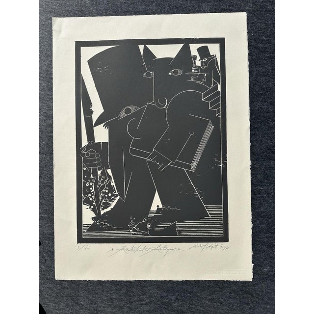 Albert Schindehütte, Figurative Composition, Woodcut, in Very Good conditions. Designed 1990 to 1999 This piece is...