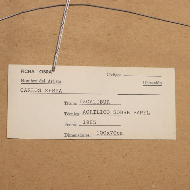 Carlos Zerpa, Composition, Acrylic on Cardboard, 1985 For Sale - Image 13 of 14