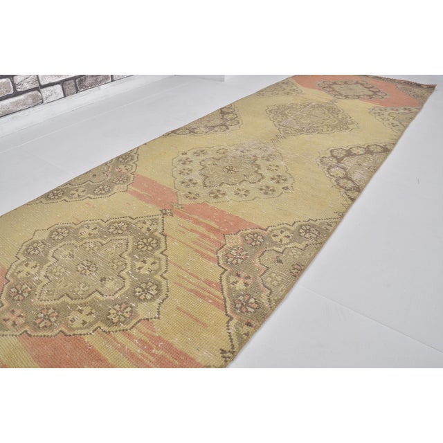 Beige Vintage Handknotted Hallway Runner Rug For Sale - Image 8 of 10