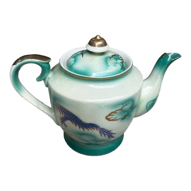 Vintage Asian Style Ceramic Teapot For Sale