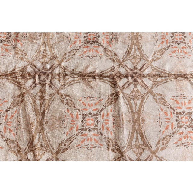 Cinnamon Modern Tibetan Silk Rug – “Cinnamon Lattice” Design by Doris Leslie Blau For Sale - Image 8 of 9