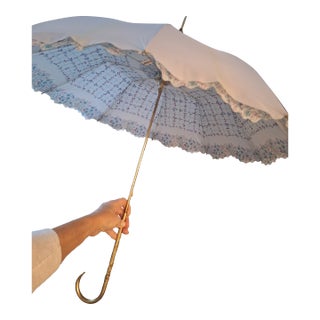 Vintage Mid-Century Parisian G. Gaspar "Pur Nylon" Double-Layer Parasol / Umbrella For Sale