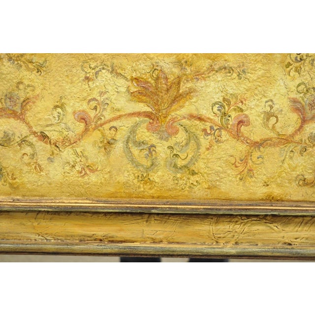 Yellow Contemporary Shabby and Chic Italian Tuscan Distress Painted Trumeau Wall Mirror For Sale - Image 8 of 10