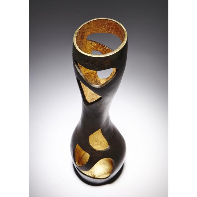 Tall Bronze Gold Leaf Vase by Reda Amalou Design For Sale - Image 11 of 15