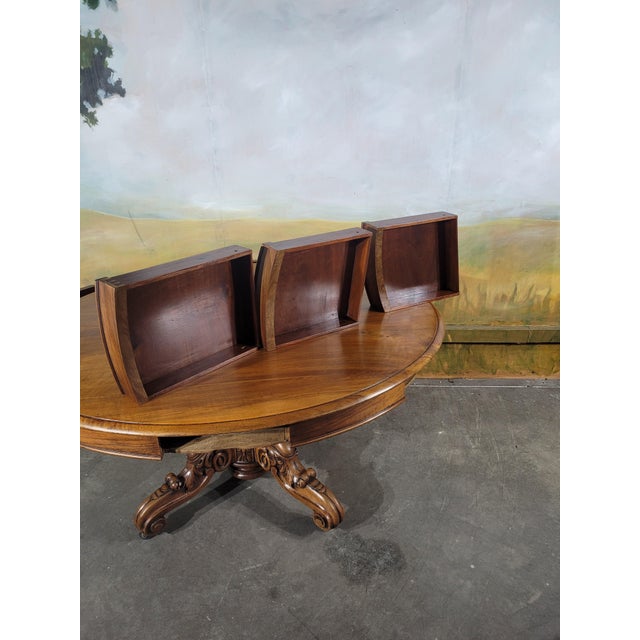 Wood Vintage Table in Walnut with Central Leg For Sale - Image 7 of 11