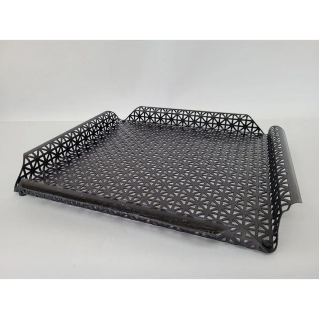 1950s Mid Century Modern Black Mesh Serving Tray For Sale - Image 5 of 7