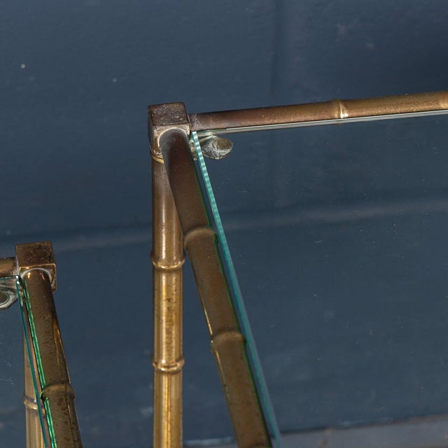 Vintage French Brass and Faux Bamboo Nesting Tables by Maison Jansen, 1960s, Set of 3 For Sale - Image 11 of 17