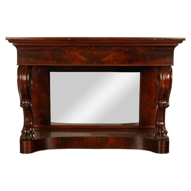 Brown Antique English William IV Carved Mahogany Mirror Back Pier Console Hall Table For Sale - Image 8 of 12