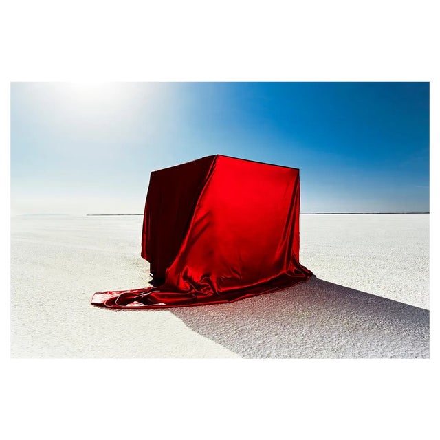 Andy Ryan, Box Covered in Red Fabric on Salt Flats, Photograph For Sale
