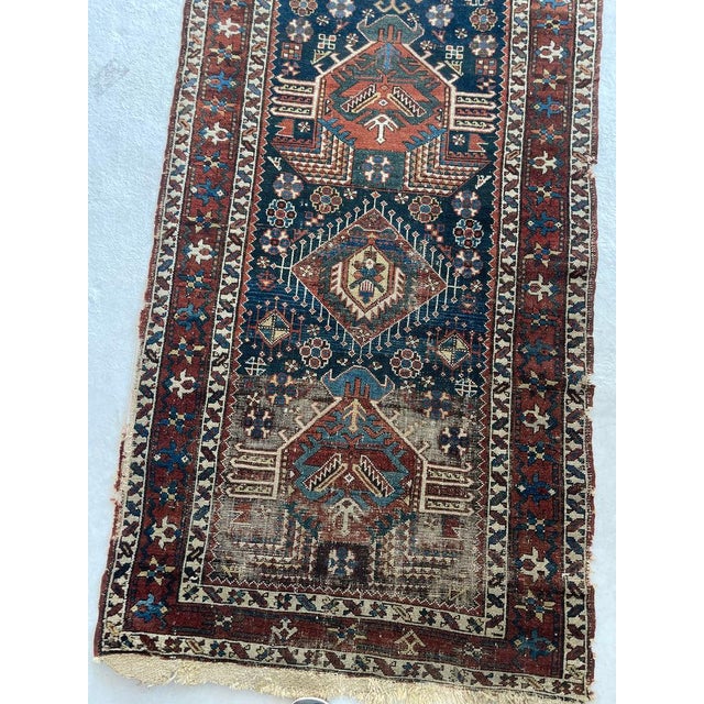 Blue ANCIENT Nomadic Northwest Persian Karaja Runner Rug 3.2 x 13.5 For Sale - Image 8 of 13
