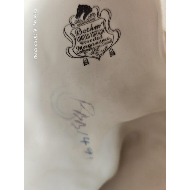 Boehm Porcelain Sculpture Pair Hooded Mergansers Water Fowl Birds Male & Female For Sale - Image 12 of 12