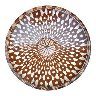 Late 19th Century Handmade Moroccan Judaical Ceramic Decorative Plate For Sale