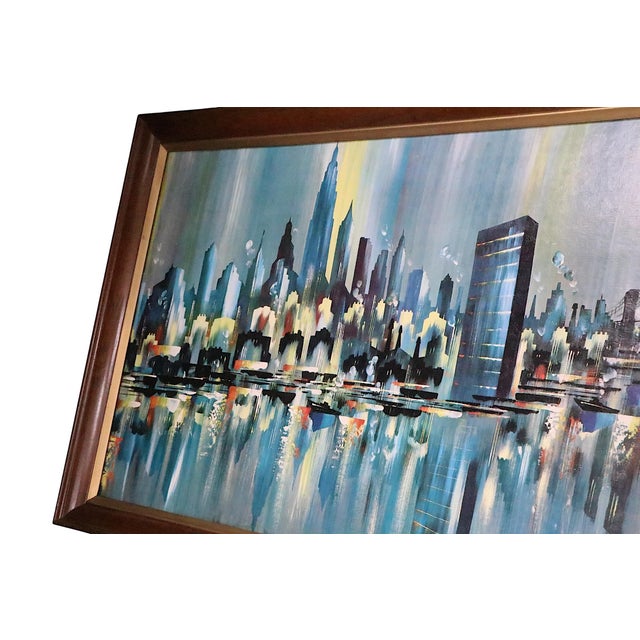 Blue Large Vintage Nyc Skyline Print by Edgar Stareck For Sale - Image 8 of 12