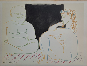 Pablo Picasso, The Sleeping Girl and the Wise Man, Nude, 1954, Lithograph