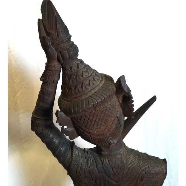 Wood Early 20th Century Hand Carved Hard Wood Balinese Warrior For Sale - Image 7 of 13