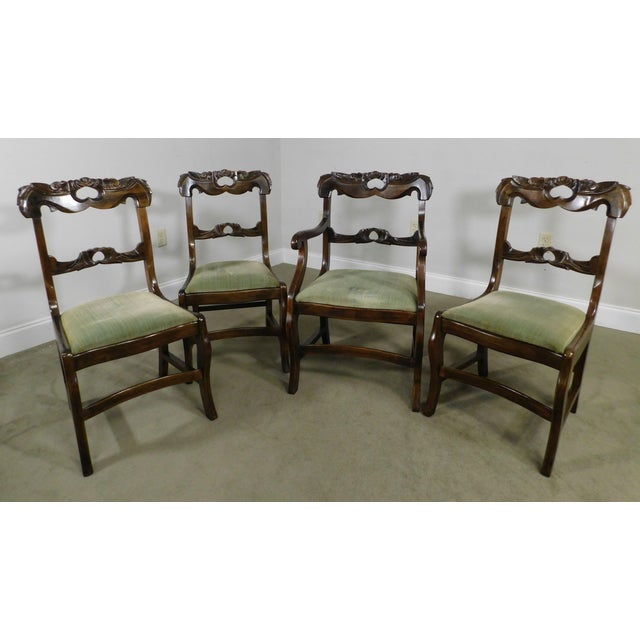 Davis Cabinet Co Victorian Style Set 4 Vintage Cherry Dining Chairs Chairish