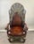 Spanish Portuguese Colonial Style Leather & Filigree Design Throne Chair For Sale - Image 3 of 12
