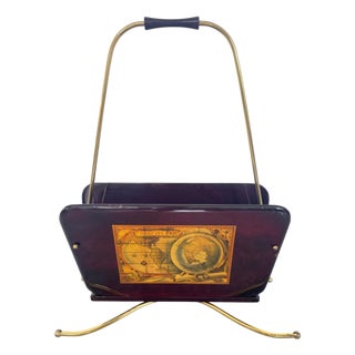 Mid-Century Italian Magazine Rack with Handle in the style of Gio Ponti, 1950s For Sale