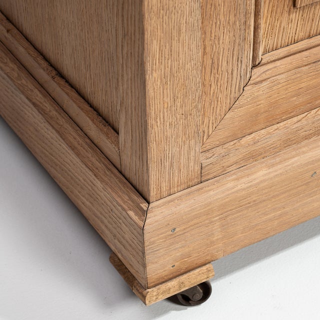 1900 - 1909 Early 20th Century Oak Marble-Top Side Table On Casters For Sale - Image 5 of 14
