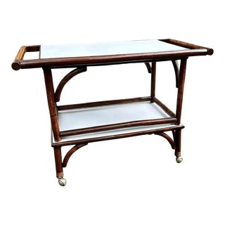 Midcentury Bamboo Bar Cart For Sale
