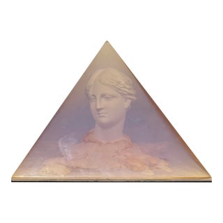Post Modern Classical Bust Encased Lucite Pyramid Sculpture For Sale