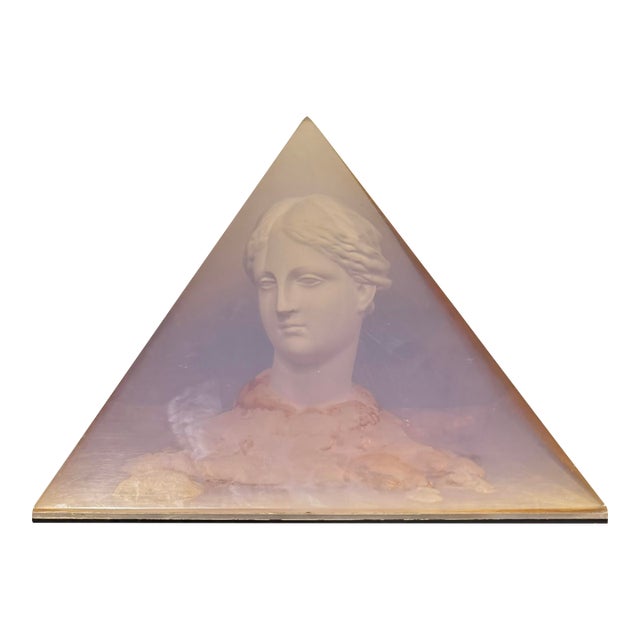 Post Modern Classical Bust Encased Lucite Pyramid Sculpture For Sale
