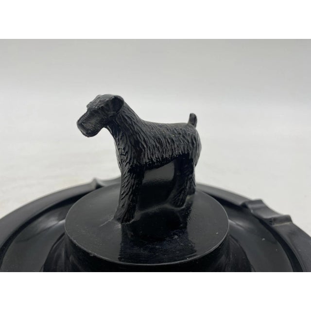 1930s Greenburg Black Art Deco Black Glass Terrier Ashtray For Sale - Image 4 of 4